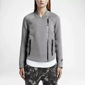 Nike Women's Grey Black Tech Fleece Aeroloft Moto Puffer Jacket Size S
